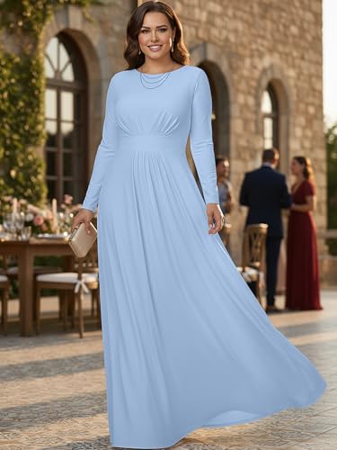 Image of KOH KOH Womens Long Sleeve Flowy Modest Elegant Evening Maxi Dress Gown