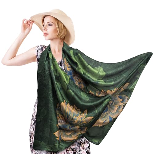 LittleMax Long Mulberry Silk Feeling Scraf Fashon Floral Scarves Large Lightweight Sunscreen Shawls Wraps for Women2