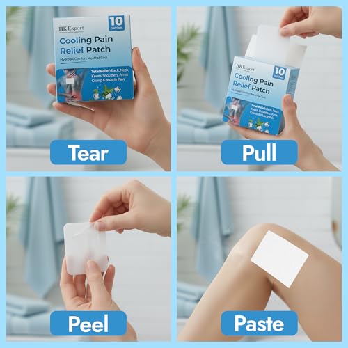 Image of Pain Relief Patch (20 Pcs) | Cooling Hydrogel Patches for Back, Neck, Knee, Shoulder & Muscle Pain,Patch Pain Reliever | Skin-Friendly Flexible Fabric | Individually Packed for Travel, Cramps & Body Pain Relief