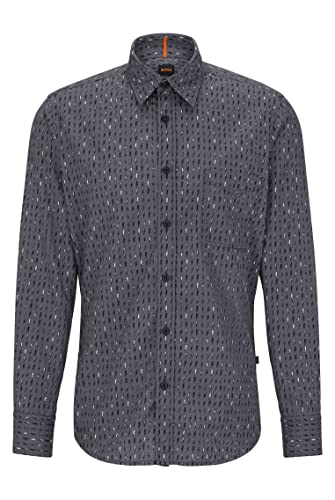 BOSS Herren Relegant 6 Regular-Fit Hemd aus bedruckter Baumwoll-Popeline...