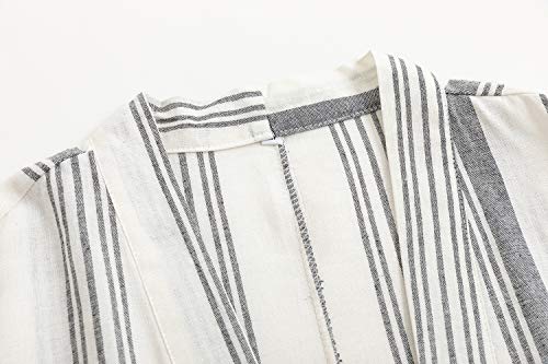 Image of Mens Japanese Kimono Cardigan Cotton Linen Haori Fashion 3 /4 Sleeve Yukata | Shawl Collar Kimono Jacket Robe Embroidery Patchwork Happi Coat Tie Pockets Lightweight Outerwear Daily Casual All Seasons