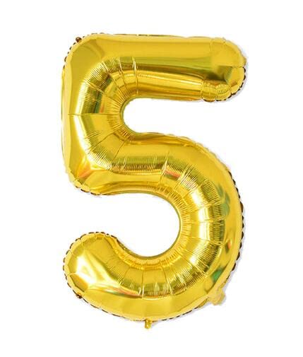 40 Inch Number 5 Balloon Glittering Golden Color Grand Size for Special Occasions and Birthday Wedding Anniversary Decoration Reusable (Number 5)