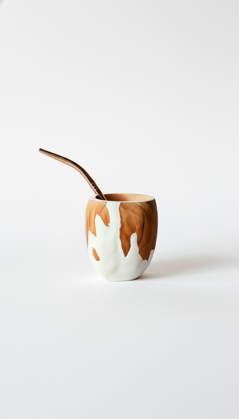 Mates La Plata Traditional Yerba Mate Gourd Set with Stainless Steel Bombilla, Wood Mate Gourd, Mate Drinking Cup, Handmade Ranchero, Argentina