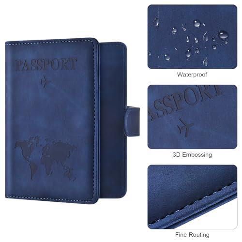 Image of Eoehro Passport Holder for Travel Essentials, Passport Wallet Cover Case for Travel Must Haves Accessories,Passport Book Holders for Women and Men(dark blue)