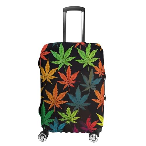 Travel Luggage Cover Elastic Suitcase Protector Anti-Scratch Washable Colorful Cannabis Leaves Luggage Sleeve Tsa Approved Carry on Covers Baggage Cover Fits 18-32 Inch Luggages