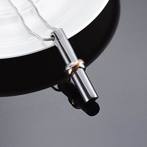 Cremation Jewelry for Ashes Together Forever Love Cylinder Pendant Keepsake Cremation Jewelry Memorial Urn Necklace, Free 20" Chain+Fill Kit2