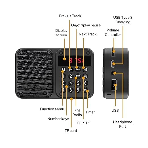Image of M7 Pocket Blast FM Radio with Bluetooth Speaker with Powerful Sound, 6w-12 Hours (Tupe C Charging) and Number Pad (AUX, SD Card, USB Input (AUX, SD Card, USB Input) (M-7 Black)