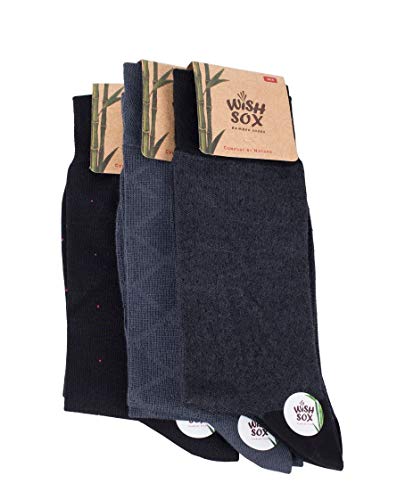 Wishsox Chaussettes Classiques en Bambou pour Homme respirante sans couture douces, lot de 3 paires,,41-45,Noble Cover