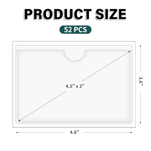 Ohuimrt Pacote com 52 bolsos para cartão com abertura superior, 12 x 9 cm, bolsos adesivos transpare