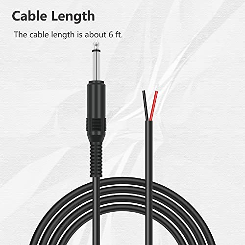 Cable de audio 6.35mm TS mono 6 ft, pack x2 miniatura 4