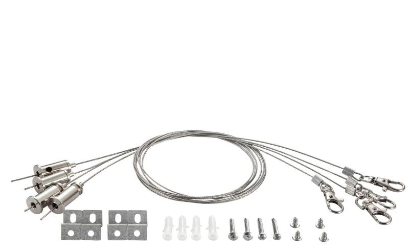 National Lighting Track Lighting Suspension Kit 4 Cables, Stainless Steel Construction, 200mm to 1000mm Adjustable Height