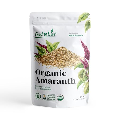 Food to Live Organic Amaranth Grain, 5 Pounds – Non-GMO, 100% Whole Grain, Kosher, Vegan, Bulk Seeds
