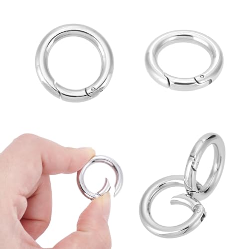 UNICRAFTALE - UNICRAFTALE 4pcs 24mm Spring Gate Rings Stainless Steel Spring Ring Clasps Closed Ring Clasps O Rings Clasp Connector Findings for DIY Jewelry Making, Stainless Steel Color, Inner Dia 16mm
