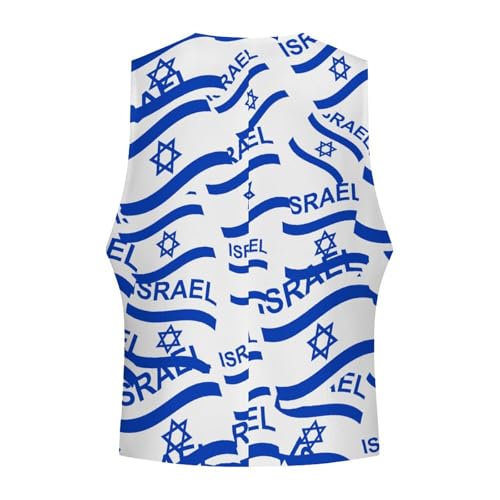 Flag of Israel Funny Men's Formal Suit Vest Casual Business Dress Waistcoat Printed Vest Slim Fit4