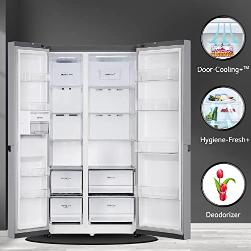 Image of LG 655 L Frost-Free Inverter Wi-Fi Side-By-Side Refrigerator (GL-B257EPZX, Shiny Steel, Door Cooling+ with Hygiene Fresh)