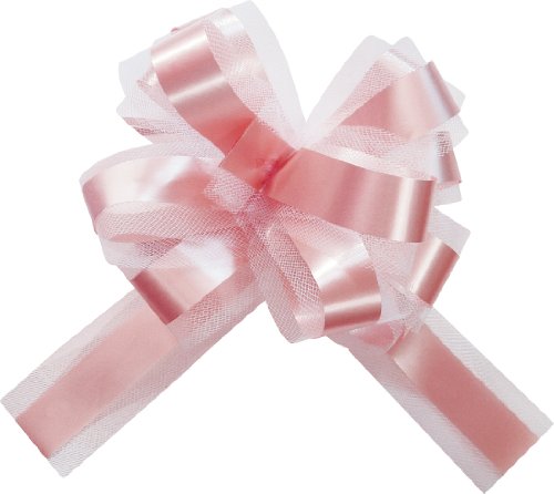Nœud Automatique avec Tulle 50mm. - Sachet de 5 - Rose