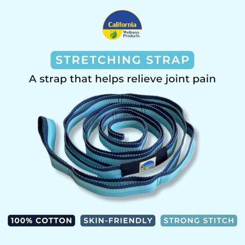 Image of Stretching Strap with Loops 12 Multi Loop Non Elastic Stretch Strap, Physical Therapy Equipment, Yoga Strap Stretch Bands for Exercise and Flexibility, Leg and Calf Stretcher Belt (Blue 1)