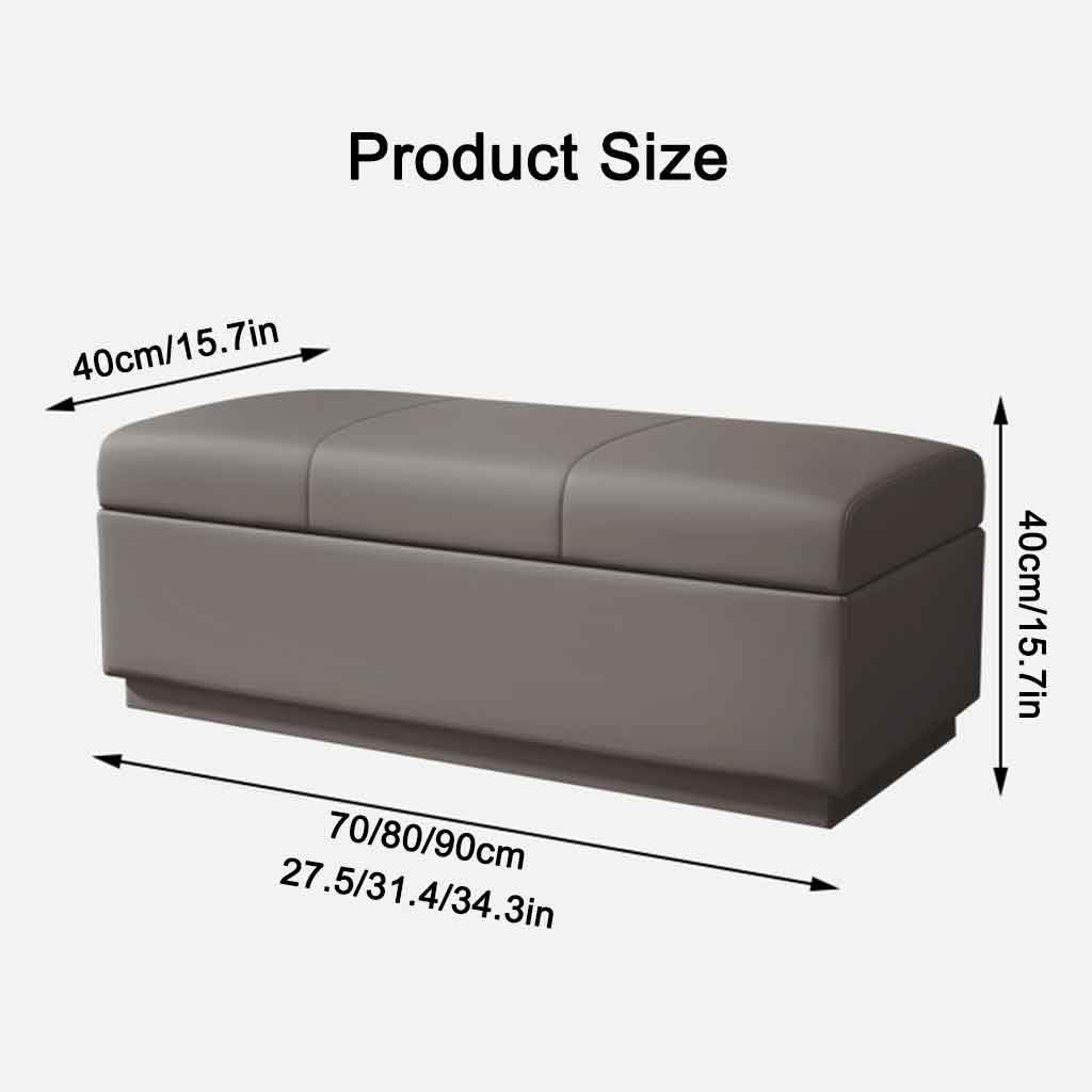 Moderna Otomana pudełko pokryte skórą koc nizer ławka okno stołek podnóżek na sofę, nero-80 cm