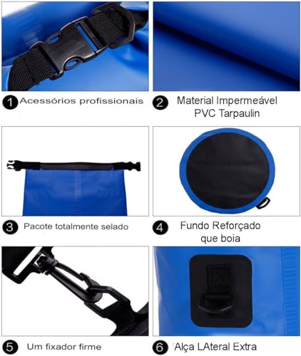 Bolsa Impermeável Saco Estanque Rosa 10l Camping Bag Pesca Bolsas armazenamento à prova d'água Supr