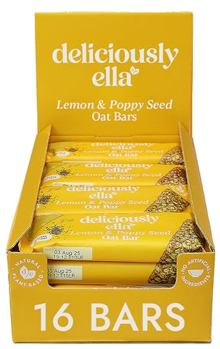 Deliciously Ella Lemon & Poppyseed Oat Bar (16 x 50g Bars) - Healthy Flapjack & Snacking - Oat & Cereal Bar - Natural Ingredients, Healthy Snack, Gluten Free & Vegan