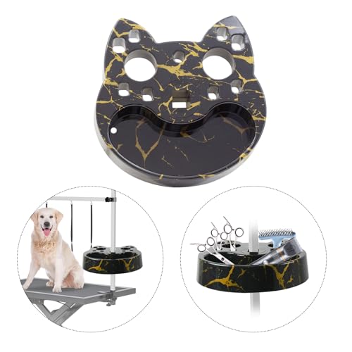 Image of Pet Grooming Organizer for Scissors Brushes and Tools Holder - Portable Rotatable Dog Grooming Table and Arm Stand Tools(Black Gold Cat Head)