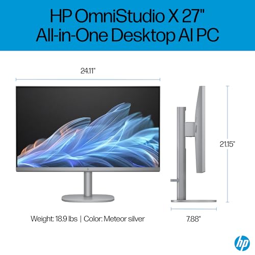 Image of HP OmniStudio X Copilot + All-in-One 27 inch IPS 4K UHD (3840x2160) Display AI PC (Intel Ultra 7-256V (47 NPU Tops), 16GB LPDDR5X, 1TB SSD, Intel Arc 140V, WiFi 6, Webcam, Bluetooth 5.4, Win 11 Home)
