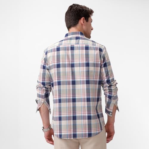 Image of BASICS 100% Cotton Checked Shirt for Men | Slim Fit | Everyday Smart Casual Wear | Full Sleeve