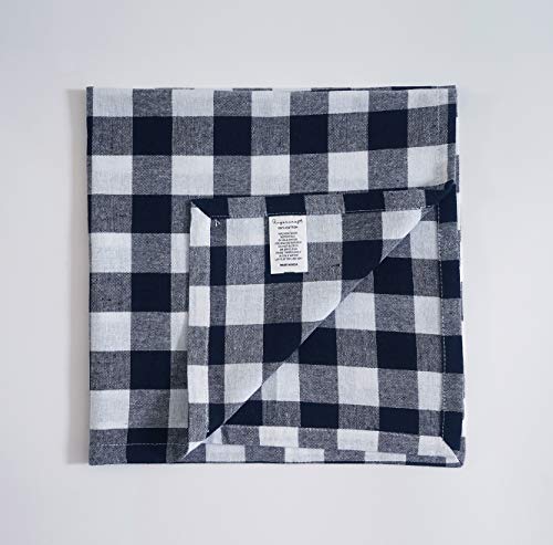 Image of FINGERCRAFT 100% Cotton Cloth Napkins Set of 12 - 20x20 Inch (50x50 cm) Reusable Soft & Absorbent Gingham Check Dinner Table Napkins (Black White Check, Set of 12)