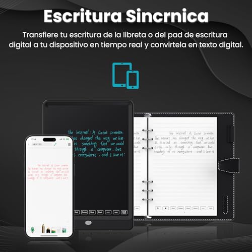 NEWYES SyncPen 3.0 - Cuaderno Digital & Pizarra Digital & Bolígrafo Inteligente, Sincronización y Reconocimiento en 73 Idiomas, 6 Recargas, Ideal para Apuntes de Clase y Minutas de Reuniones - imagen 3