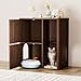 MATONELL 31.5-inch Cat Litter Cabinet with Cat Tree – Modern Concealed Litter Box Furniture Featuring Dual Cat Doors, Storage Shelves for Living Room,Walnut