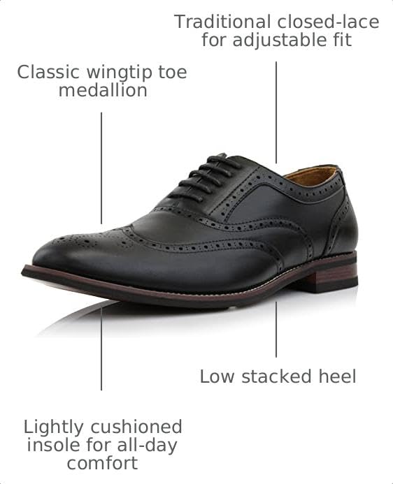 Image of Ferro Aldo Men's Wingtip Oxford Dress Shoes | Classic Brogue & Two-Tone Spectator Styles | Formal Wedding Business Party Shoe