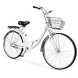 WINTECY 26 Inch Cruiser Bike Road Bicycle with Basket Classic Bicycle Retro Bicycle Men Women Bike for Adults - 90% Assembled