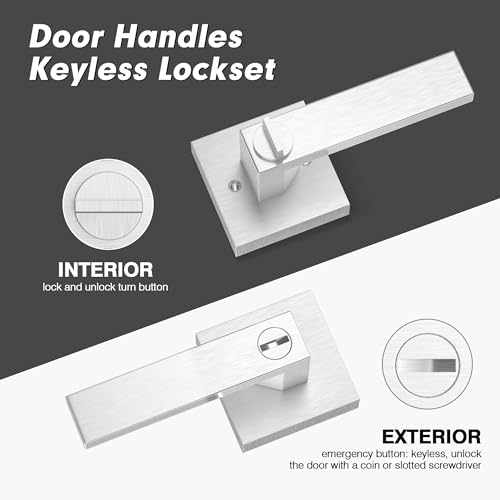Privacy Interior Door Handle, 6 Pack Heavy Duty Door Lever for Bathroom & Bedroom Privacy Door Lock Handle Keyless Door Knobs in Satin Nickel for Right & Left Sided Doors