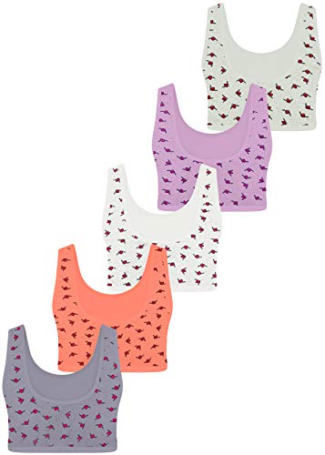 LOREZA ® 5 Mädchen Bustier Baumwolle BH Sport Bra (140-146, M-201-5...