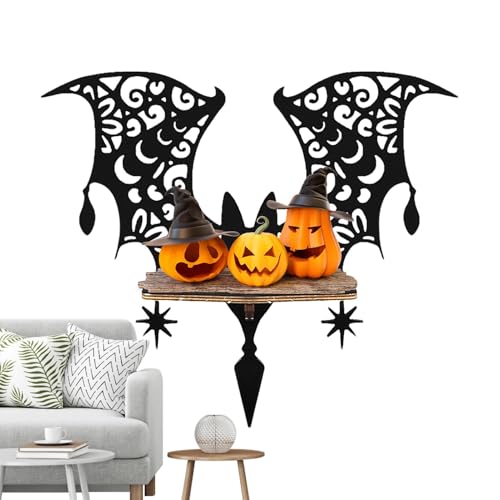 Estante de pared murciélago negro, estante murciélago para pared - Black Bat Goth Shelf Estantes flotantes de madera Pared espeluznante - Estantes de almacenamiento en pared, conveniente pantalla de