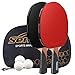Senston Set da Ping Pong Set Racchette Ping Pong, 2 Racchette Ping Pong in Gomma a Doppia Faccia, 3 Palline Ping Pong, 1 Borsa Portatile