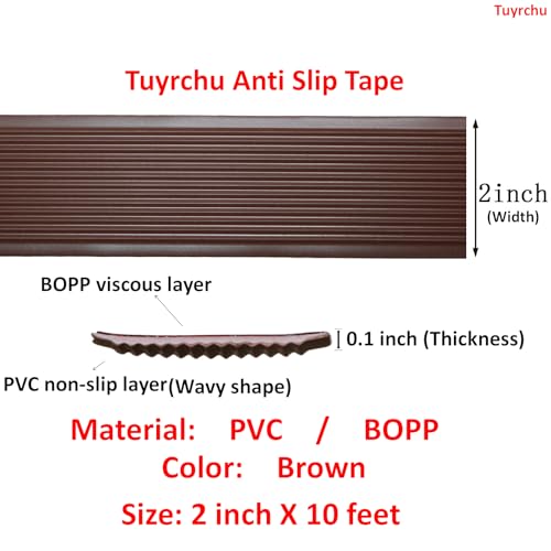 Image of Anti Slip Tape 2 Inch Wide, Waterproof Grip Adhesive Heavy Duty High Traction Friction for Indoor /Outdoor Steps (10 Ft /Brown).