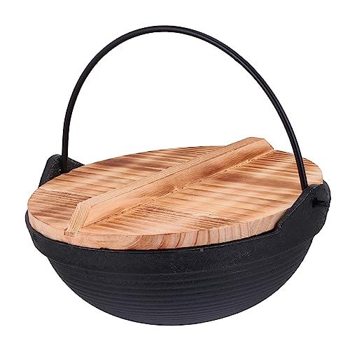 BRIGHTFUFU Cast for Hanging Stockpot 20cm Multifunctional Outdoor Cookware Non-stick Surface