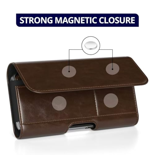 Magnetic Closure Holster for Google Pixel 11 Pro XL, 10 Pro XL, 9 Pro XL - Leather Belt Case, Premium Pouch (Fits Slim/Regular Case On) (Coffee Brown, Large) by Stronden - Used condition - Image 3