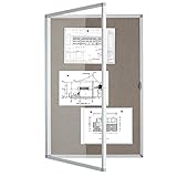 BIBOC Enclosed Felt Bulletin Board 36x24 inch Lockable Felt Noticeboard Display Cases Tamperproof Notice Poster Memo Board with Class 1 Aluminum Frame (Felt, 24×36 inches)