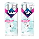 SABA Sensiti‑V Ultrathin Pads for Sensitive Skin, Regular Flow, 20 Count, 2-Pack