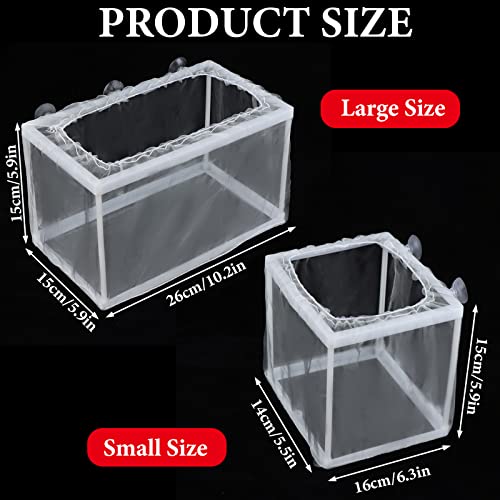 2 Pack Fish Breeding Box, 2 Pcs Fish Tank Breeder Net, Aquarium Separation Net Nylon Incubator Mesh, Fry Hatchery Incubator Mesh With 8 Suction Cup For Newborn Small Fish (Small Size, Big Size) #TOP1