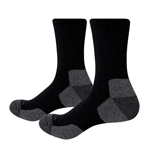 YUEDGE Men's Athletic Walking Hiking Socks Performance Moisture Wick Cotton Cushion Crew Socks for Men(Large)