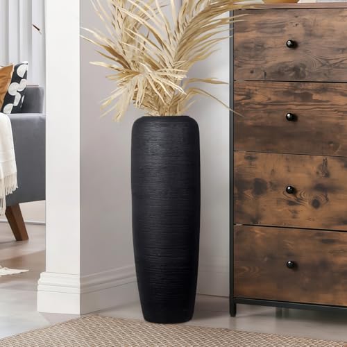 JIDOFUE Schwarz Boho Bodenvase aus Keramik, 60 cm, Rustikale Vintage Vase...