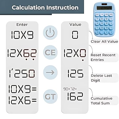 Image of Desktop Colorful Calculator 12 Digit, Dual Solar Power and Battery LCD Display, Easy to Press Big Buttons for Home, Office, School, College Class and Business Use (Blue)