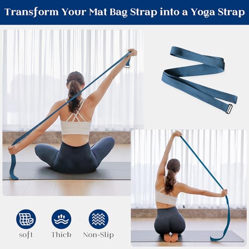 Tumaz Yoga Mat Bag | Padded Adjustable Shoulder Strap | Fits Up to 26" Mats | Multi-Pocket Storage for Essentials | Heavy-Duty G-Hook Closure | Lightweight & Durable for Yoga, Pilates & Fitness - Thumbnail 7