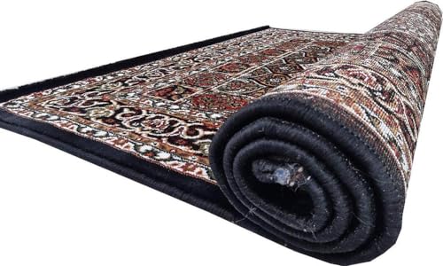Image of Kashmiri Design Thick n Soft Bedside Runner Carpets for Home Living Room Bedroom Drawing Room Hall 5x7 Feet Blue Colour