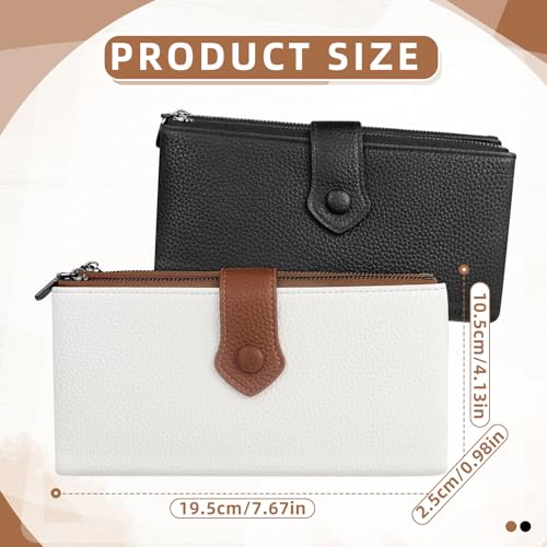 Bifold Women Wallet, Soft PU Leather Long Rfid Women Wallet Large Capacity Credit Card Holder with Zipper Snap and Multi Card Slot for Daily Use (White)2