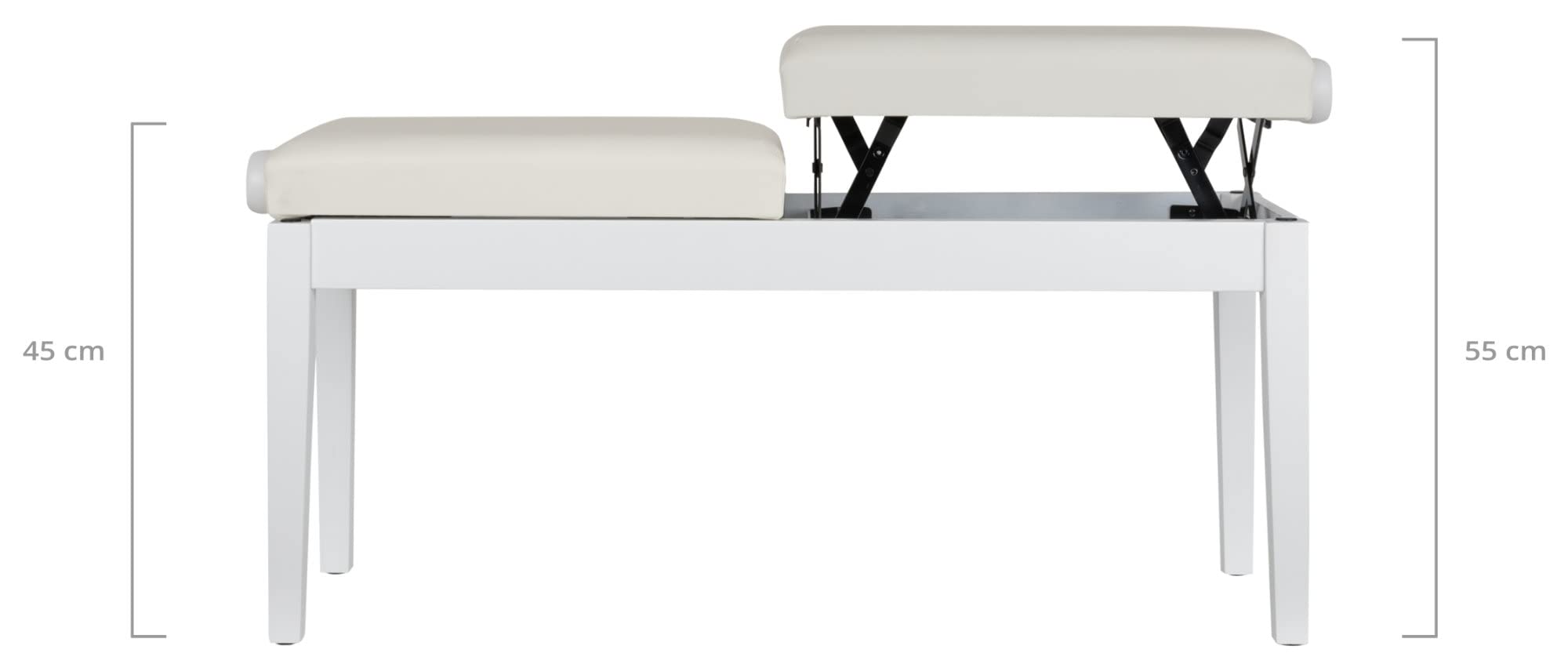 Classic Cantabile Banc de Piano Deux Places Blanc Mat
