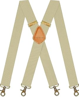 AYOSUSH Vintage Suspenders for Men Heavy Duty 4 Snap Hooks for Belt Loops Adjustable X Back